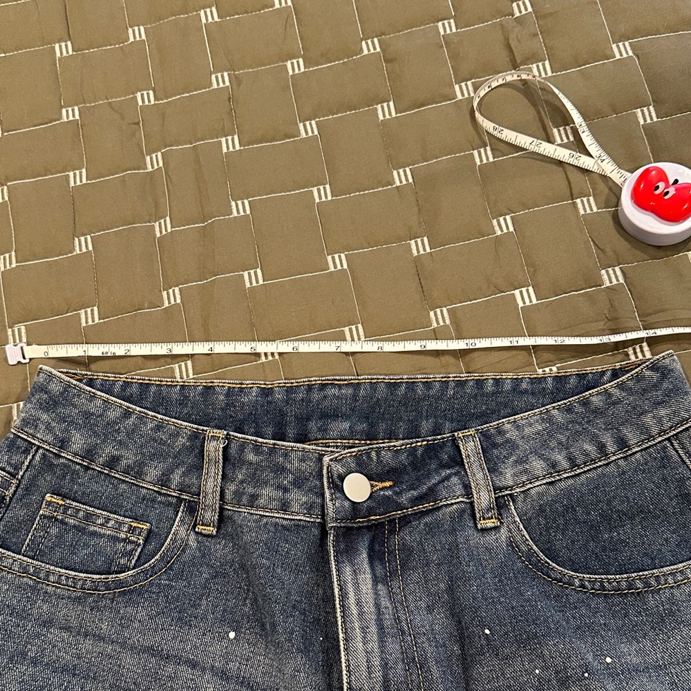 Denim Lace-Panel Jeans - Blue - Picture 11 of 11